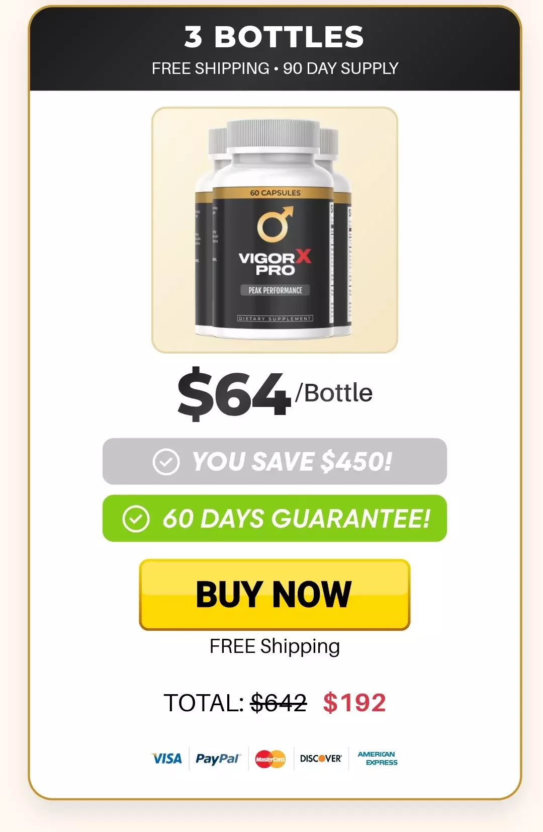 VigorX Pro™ 3 bottles pricing